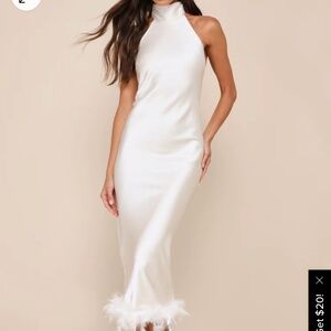 Cream Feather Maxi Dress